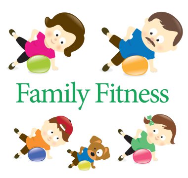 Aile fitness egzersiz topu ile