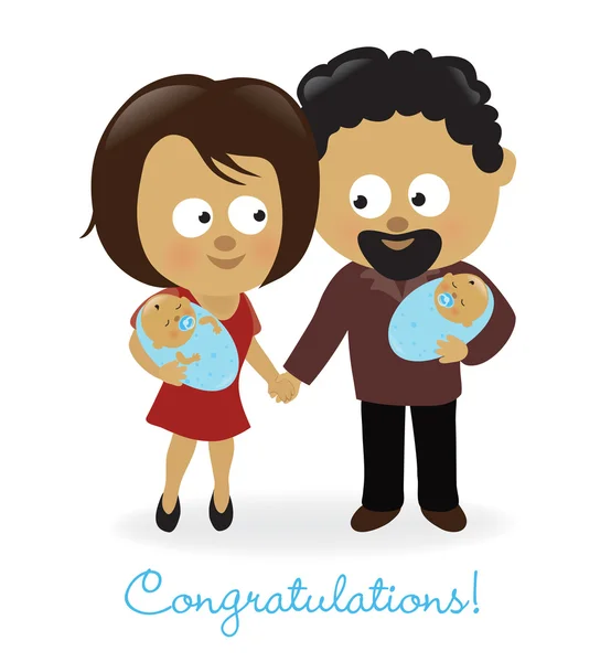 Pareja con gemelos — Vector de stock