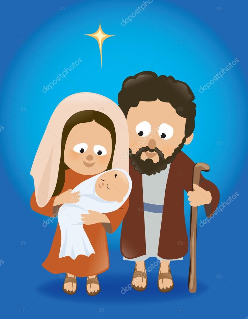 Baby Jesus with Mary and Joseph Stock Vector by ©wetnose 36749689, image size:798x1024