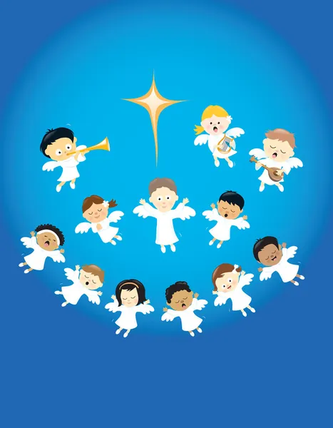 Angels praising the birth of Jesus — Stock Vector