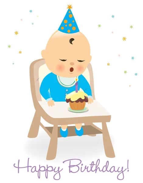 Cumpleaños bebé niño — Vector de stock