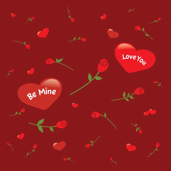 与心和玫瑰背景 — 图库矢量图片