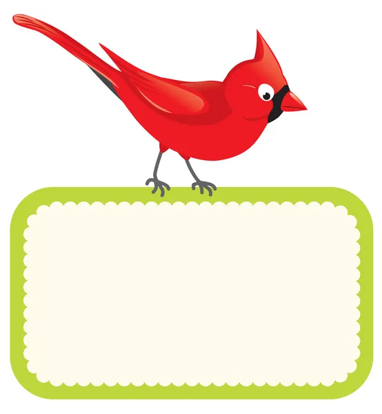Oiseau rouge avec panneau blanc — Image vectorielle