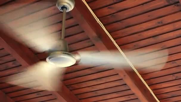 Ceiling fan on the terrace — Stock Video