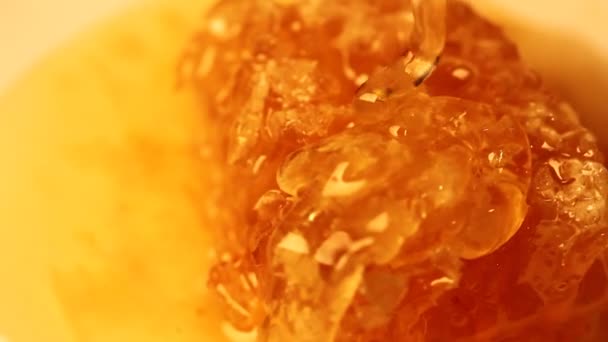 Вкусный мед на тарелке — стоковое видео