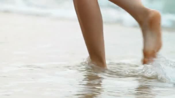 Девушка на пляже — стоковое видео