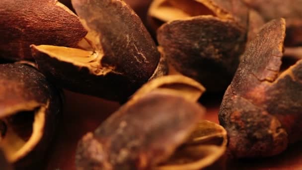 Nueces sobre fondo marrón — Vídeos de Stock