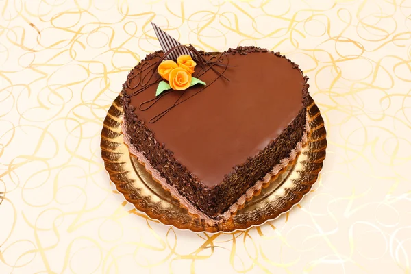 Pastel de chocolate en forma de corazón — Foto de Stock