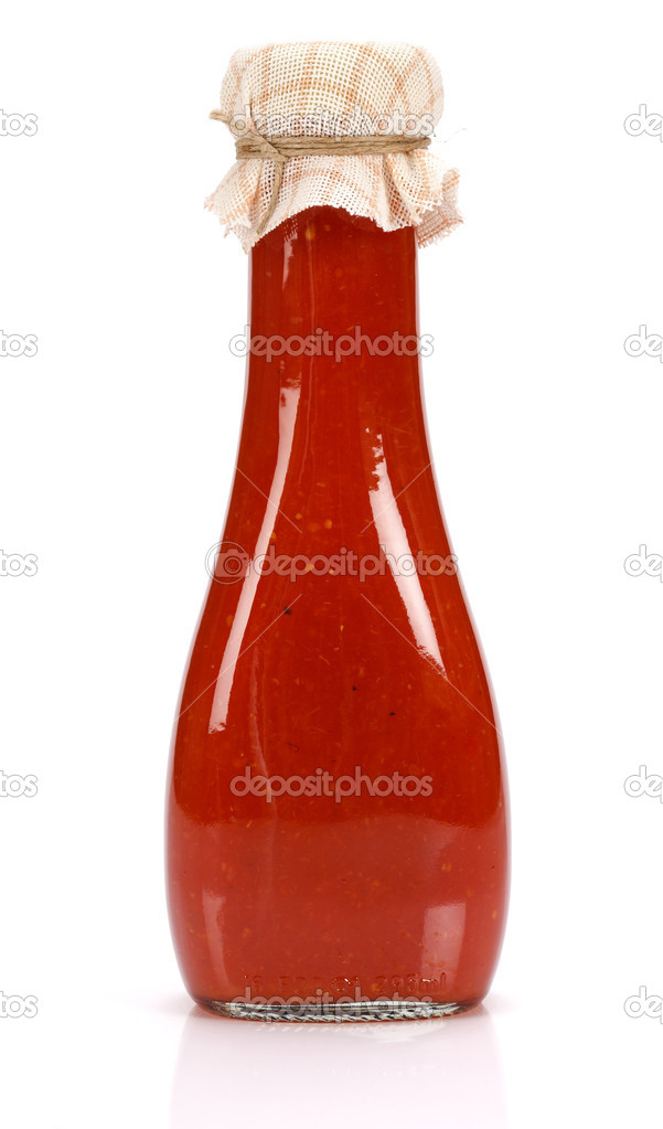Ketchup in glass bottle Stock Photo by ©erierika 19665083