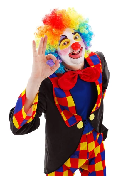 Клоун, що показує знак OK — стокове фото