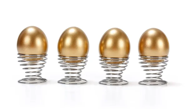 Cztery złote jaja z rzędu — Zdjęcie stockowe