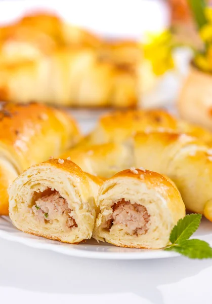 Meat stuffed crescent roll — Stock Photo, Image