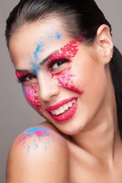 Faceart with dry powder colors — Stock Photo, Image