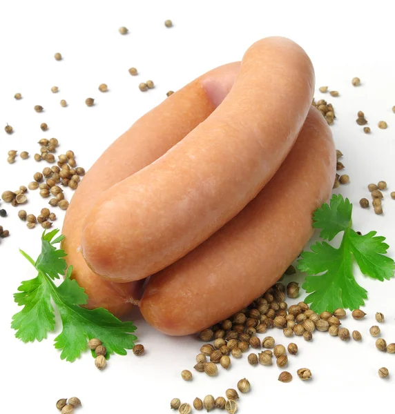 Wurst und Korianderkörner — Stockfoto