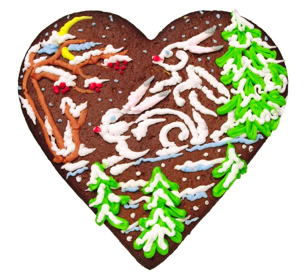 Christmas gingerbread in the form of heart — Stock Photo, Image