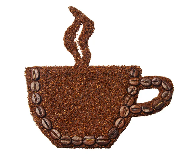 Café molido en forma de taza de café — Foto de Stock