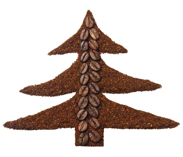 Ground coffee in the shape of Christmas tree — Stock Photo, Image