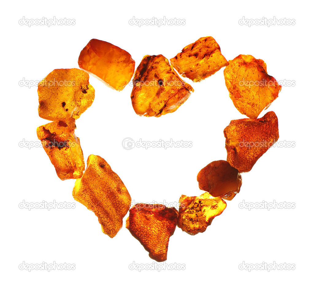 Amber in the shape of a heart