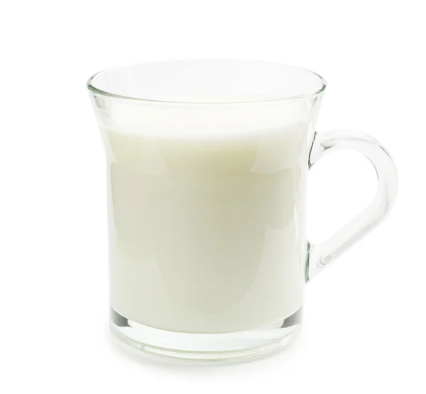 Transparent glass cup with milk — Stock Photo, Image