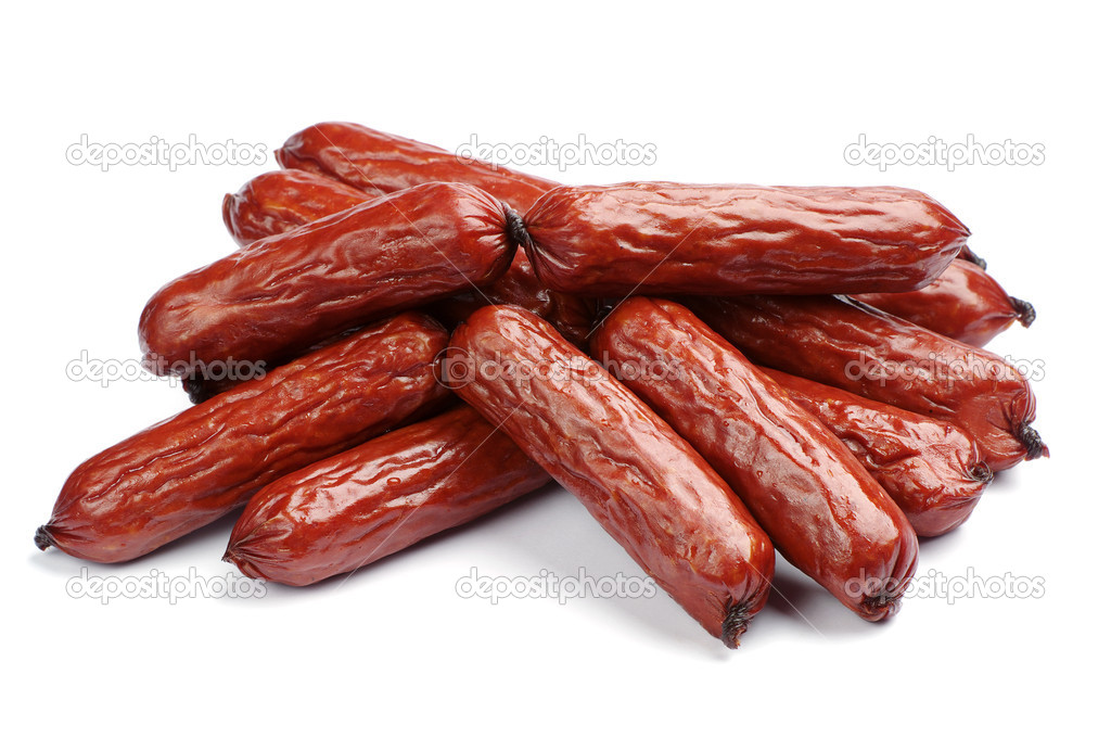 Small smoked sausages — Stock Photo © Sasajo #31794307