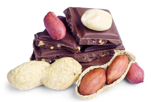 Felii de ciocolată și nuci — Fotografie, imagine de stoc