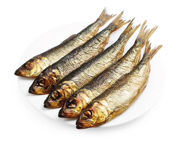 Smoked herring in a plate — Stock Photo, Image