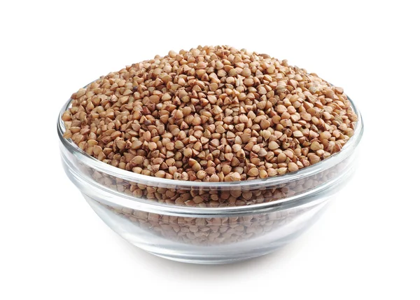 Buckwheat in a glass bowl — Stock Photo, Image