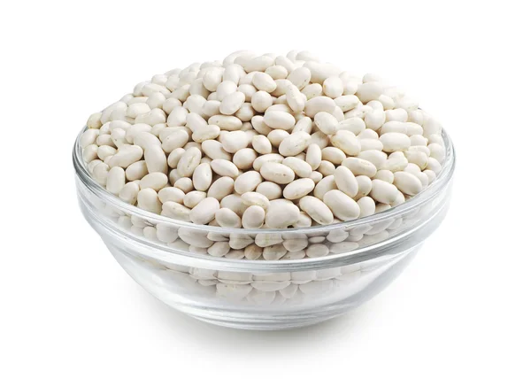 White beans in glass bowl — Stock Photo, Image