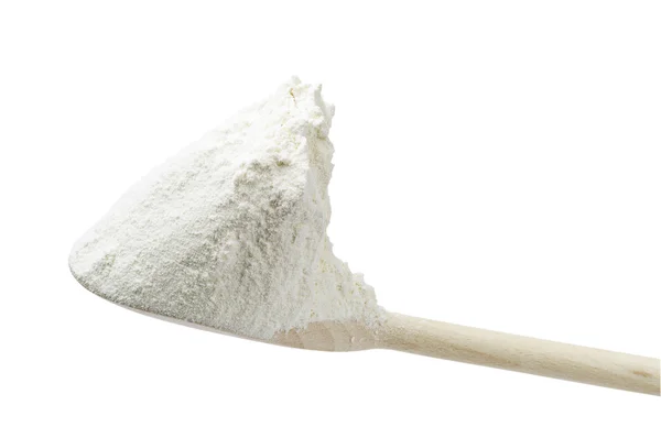 Wooden spoon with flour — Stock Photo, Image