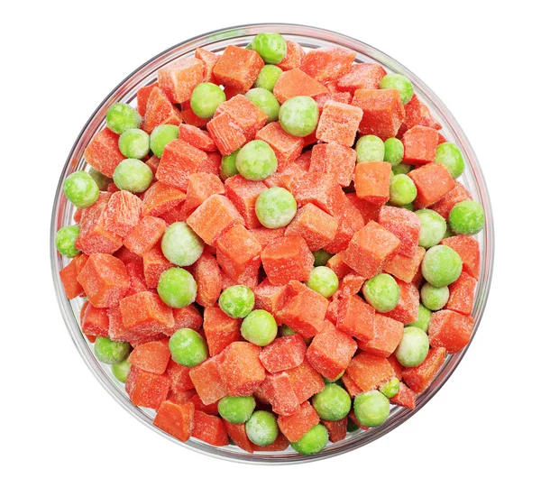 Frozen carrots and green peas — Stock Photo, Image