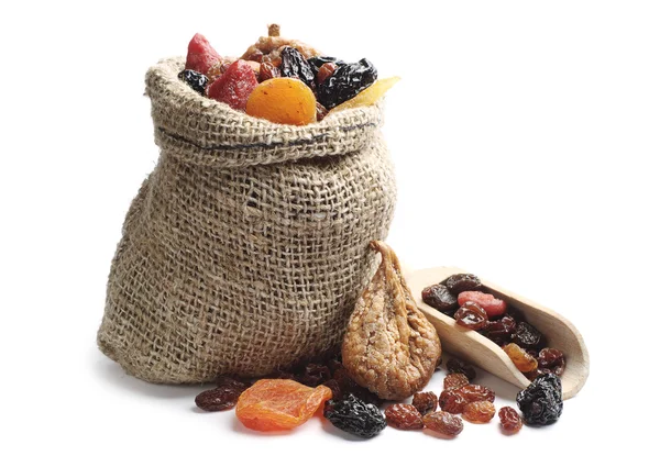 Frutos secos em um saco e perto — Fotografia de Stock