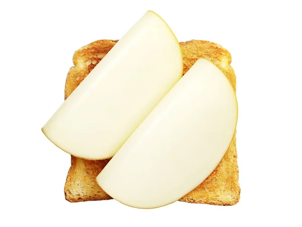 Toustového chleba s dvěma plátky sýra — Stock fotografie