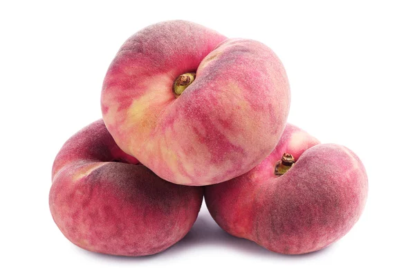 Three flat peaches — Stock Photo, Image