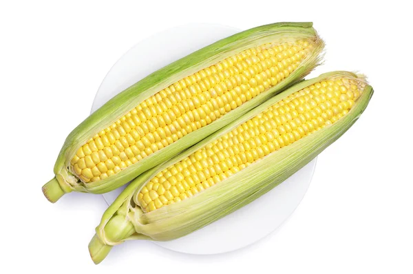 Frischer Mais auf dem Teller — Stockfoto
