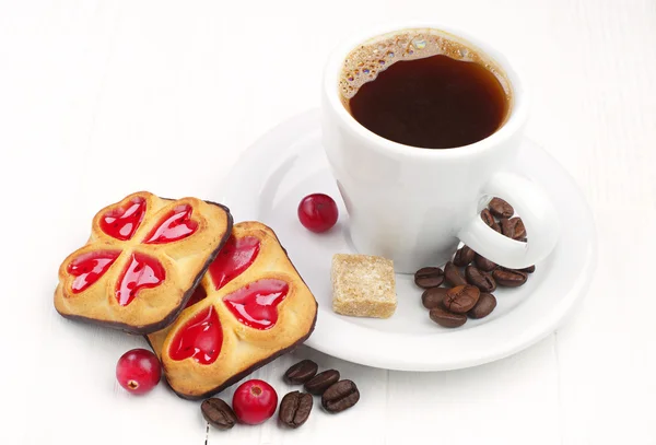 Biscuits et tasse de café — Photo