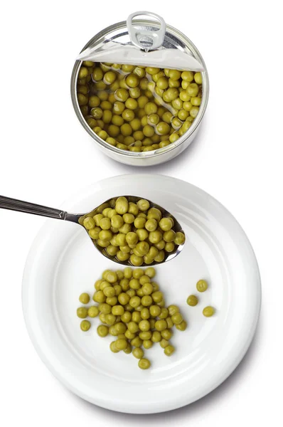 Green peas canned — Stock Photo, Image