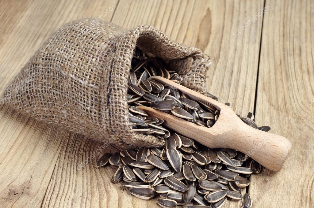 Sunflower seeds in a sack Stock Photo by ©Sasajo 39706121