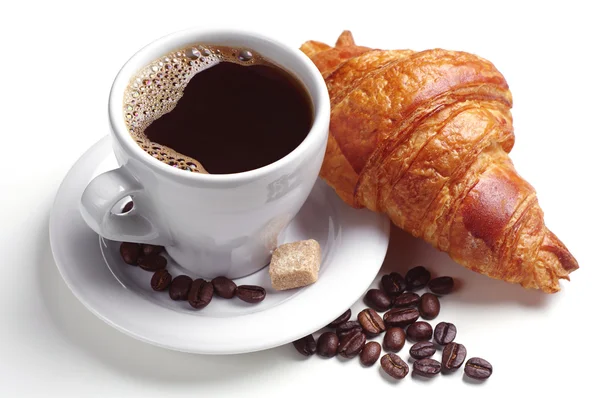 Kaffee und Croissant — Stockfoto