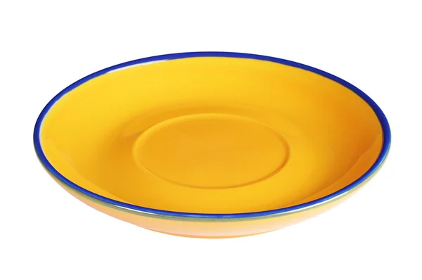 Žlutá prázdný talíř — Stock fotografie
