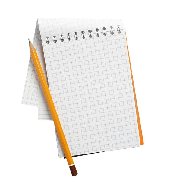 Opened notebook and pencil — Stock Photo, Image