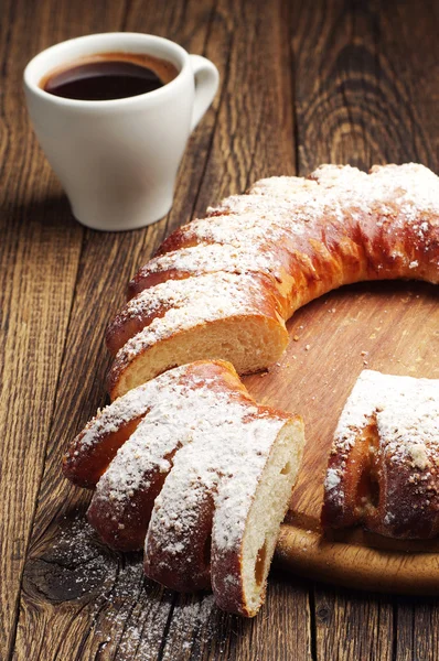 Taart zelfgemaakte en koffie — Stockfoto