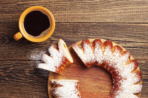 Torta doce e café — Fotografia de Stock