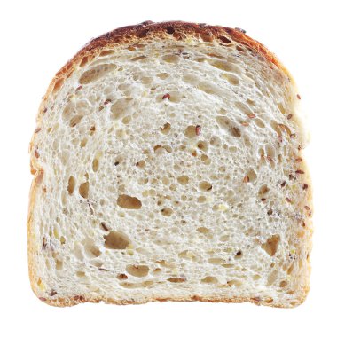 Tohumları beyaz arkaplanda izole edilmiş tost, üst görünüm