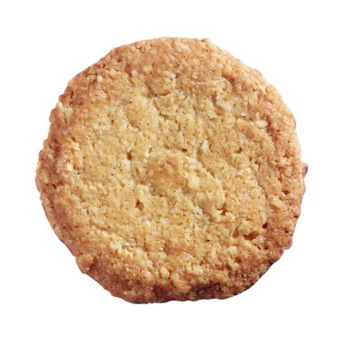 Beyaz arka planda izole edilmiş taze yulaf kurabiyesi, üst görünüm