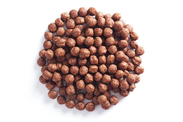 Choklad Corn Bollar Vit Bakgrund Ovanifrån — Stockfoto