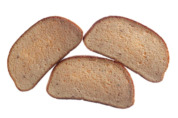Ломтики Ржаного Хлеба Белом Фоне Вид Сверху — стоковое фото