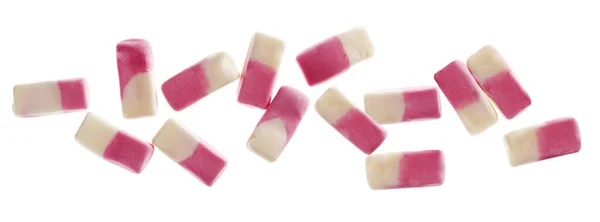 Ovoce Žvýkací Bonbóny Izolované Bílém Pozadí Horní Pohled — Stock fotografie