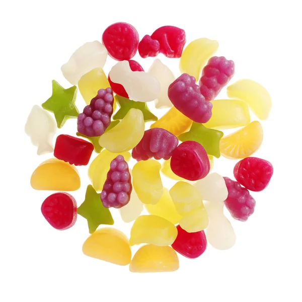 Frukt Gummy Godis Isolerad Bakgrunden Ovanifrån — Stockfoto