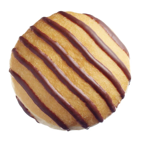 Donut Mit Schokolade Isoliert Auf Weißem Hintergrund Draufsicht — Stockfoto
