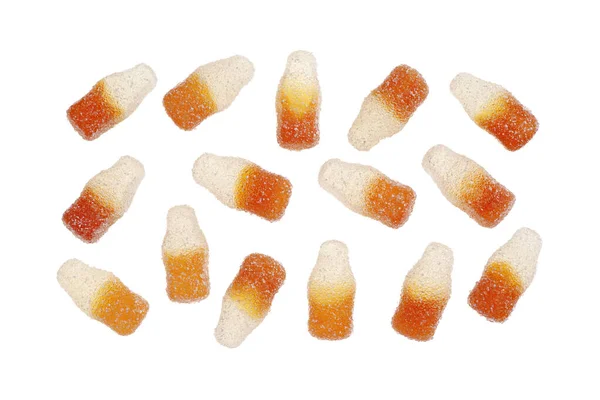 Caramelos Gelatina Cola Aislados Sobre Fondo Blanco Vista Superior — Foto de Stock